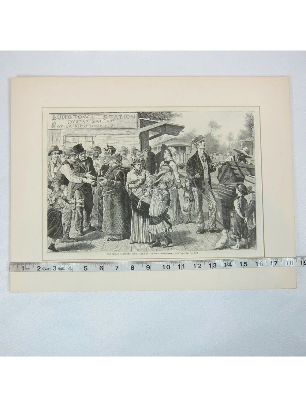 Antique 1878 Print Wood Engraving George Washington Jones Family Harpers Weekly